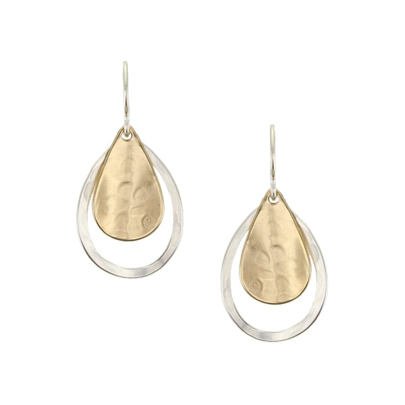 Marjorie Baer Curved Teardrop and Teardrop Rings Wire Earrings - E1357DW