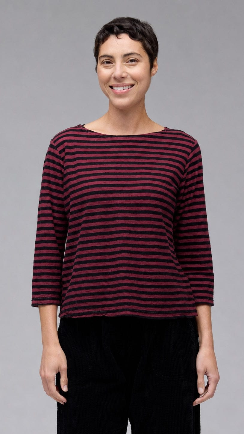 Cut Loose Black Stripe 3/4 Sleeve Boatneck Tee - Multiple Colors
