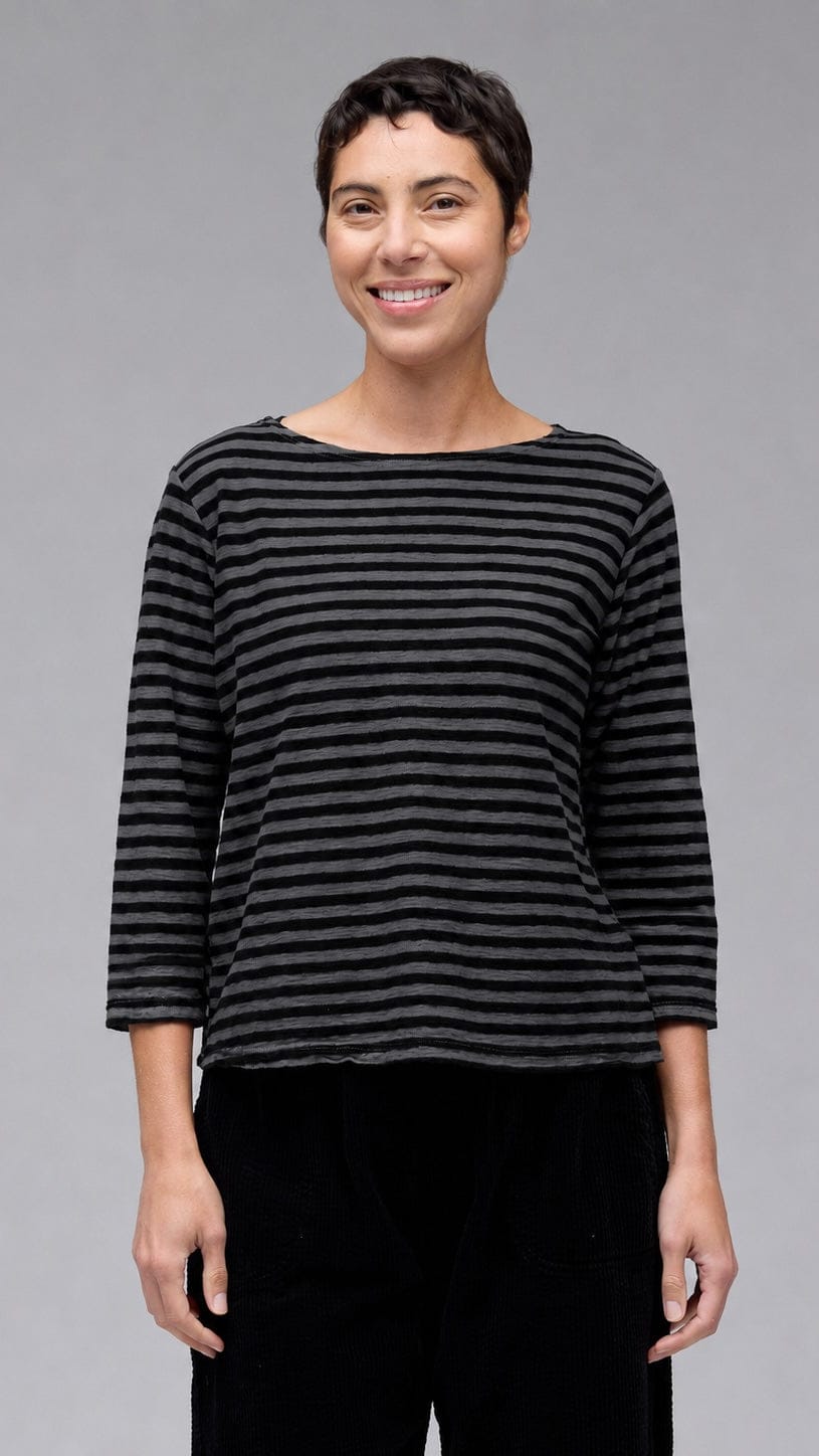 Cut Loose Black Stripe 3/4 Sleeve Boatneck Tee - Multiple Colors
