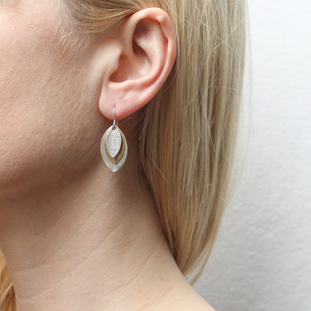 Marjorie Baer Medium Triple Layered Leaves Wire Earrings - E0675DW