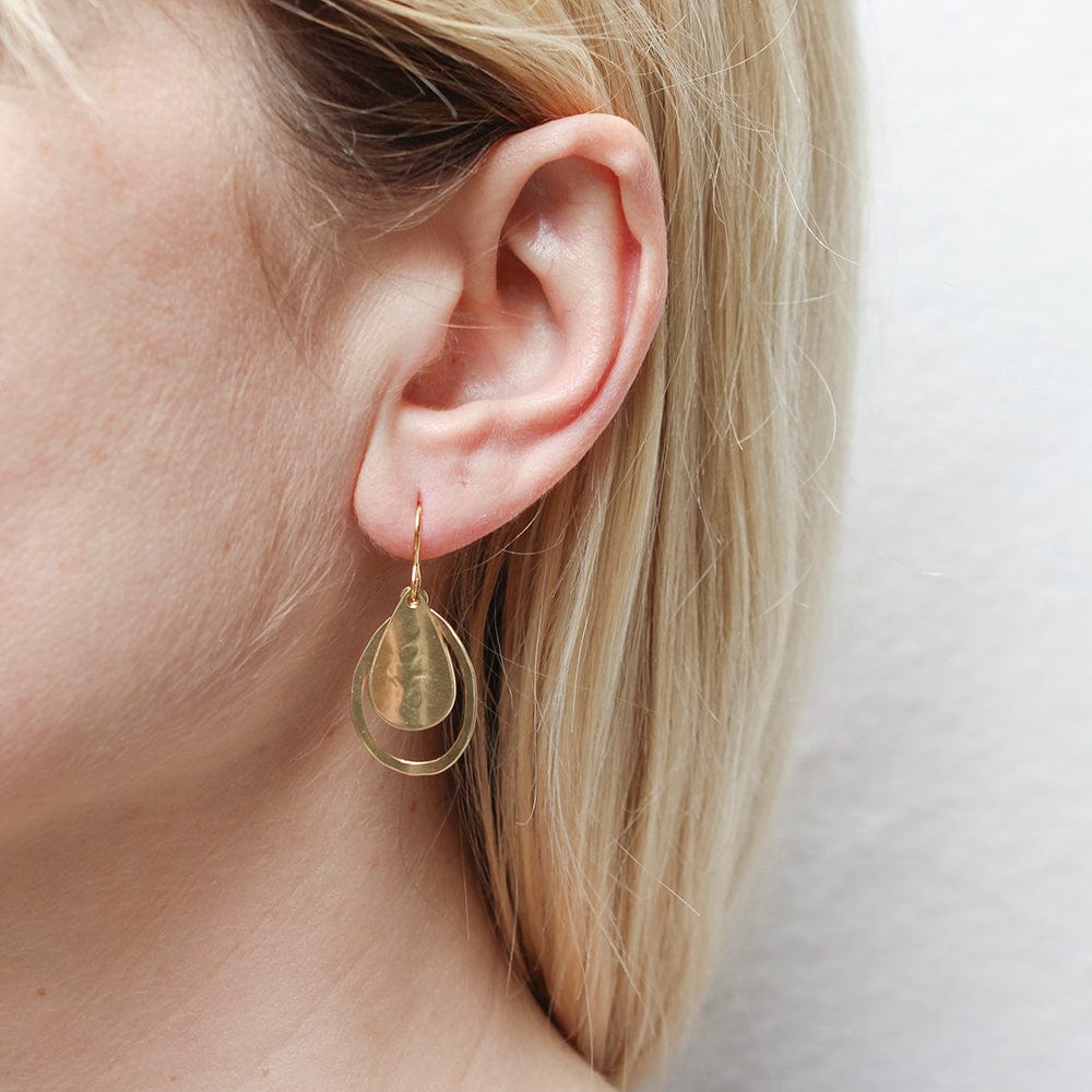 Marjorie Baer Curved Teardrop and Teardrop Rings Wire Earrings - E1357DW