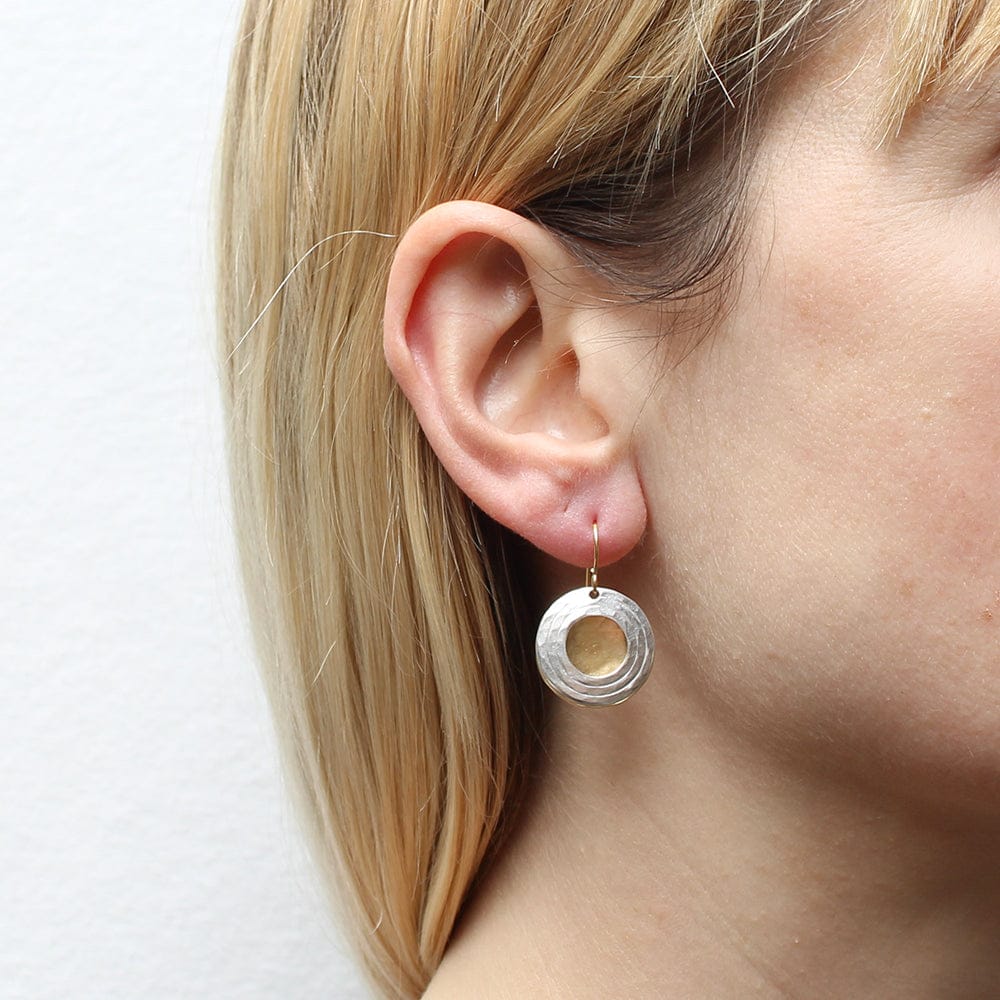 Marjorie Baer Medium Textured Ring and Disc Wire Earrings - E1552DW