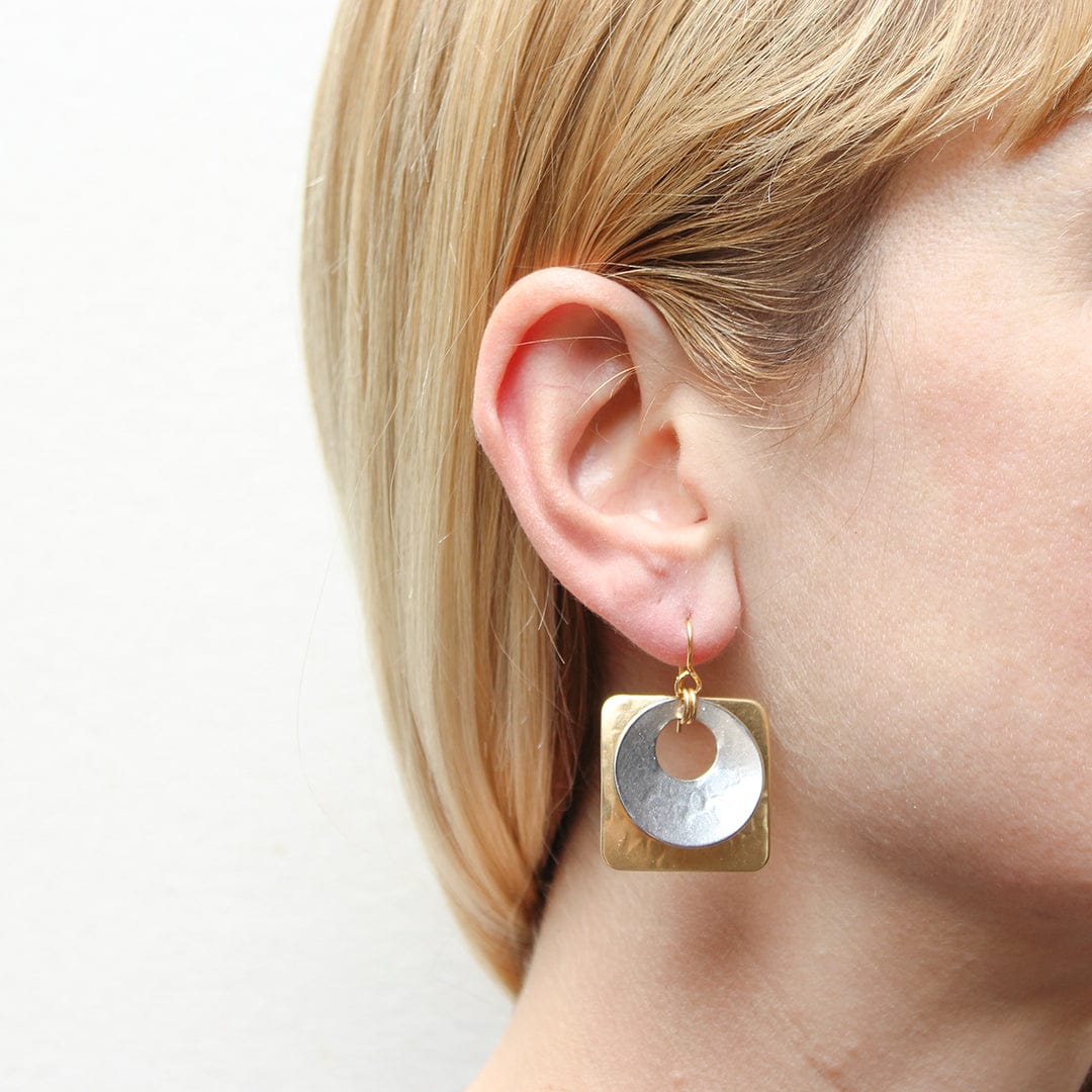 Marjorie Baer Large Cutout Disc with Square Square Wire Earrings - E1597DW