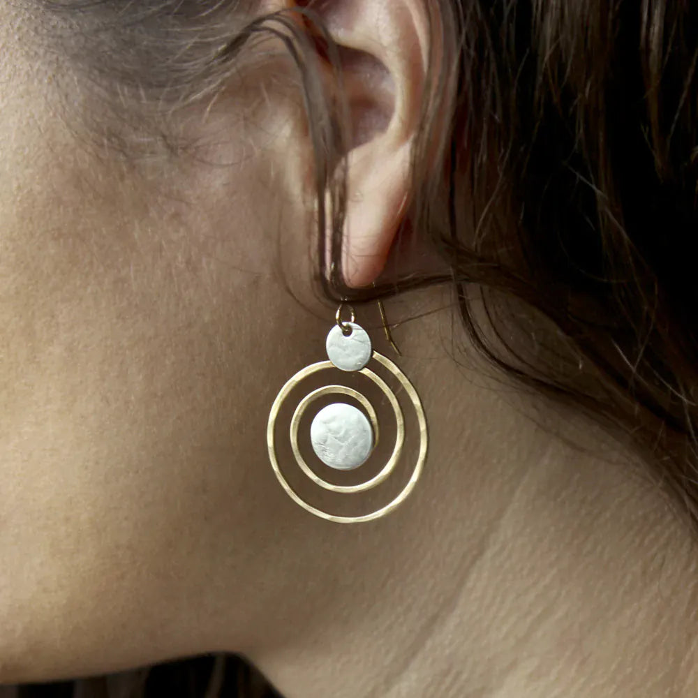 Marjorie Baer Brass Spiral with Sterling Silver Discs Earrings - E8232DSW