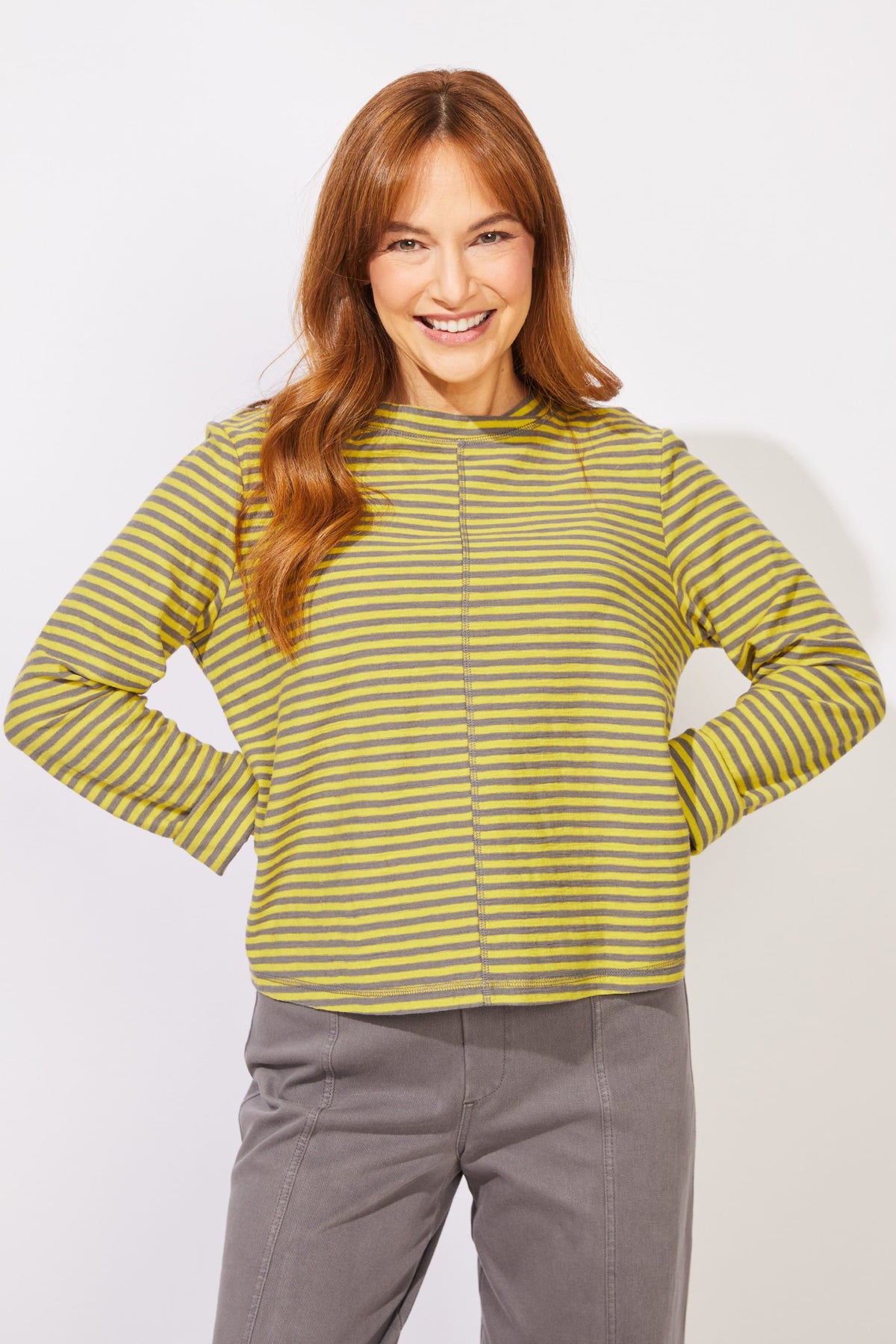 Escape Verona Stripe Layover Mock Neck Tee - Multiple Colors