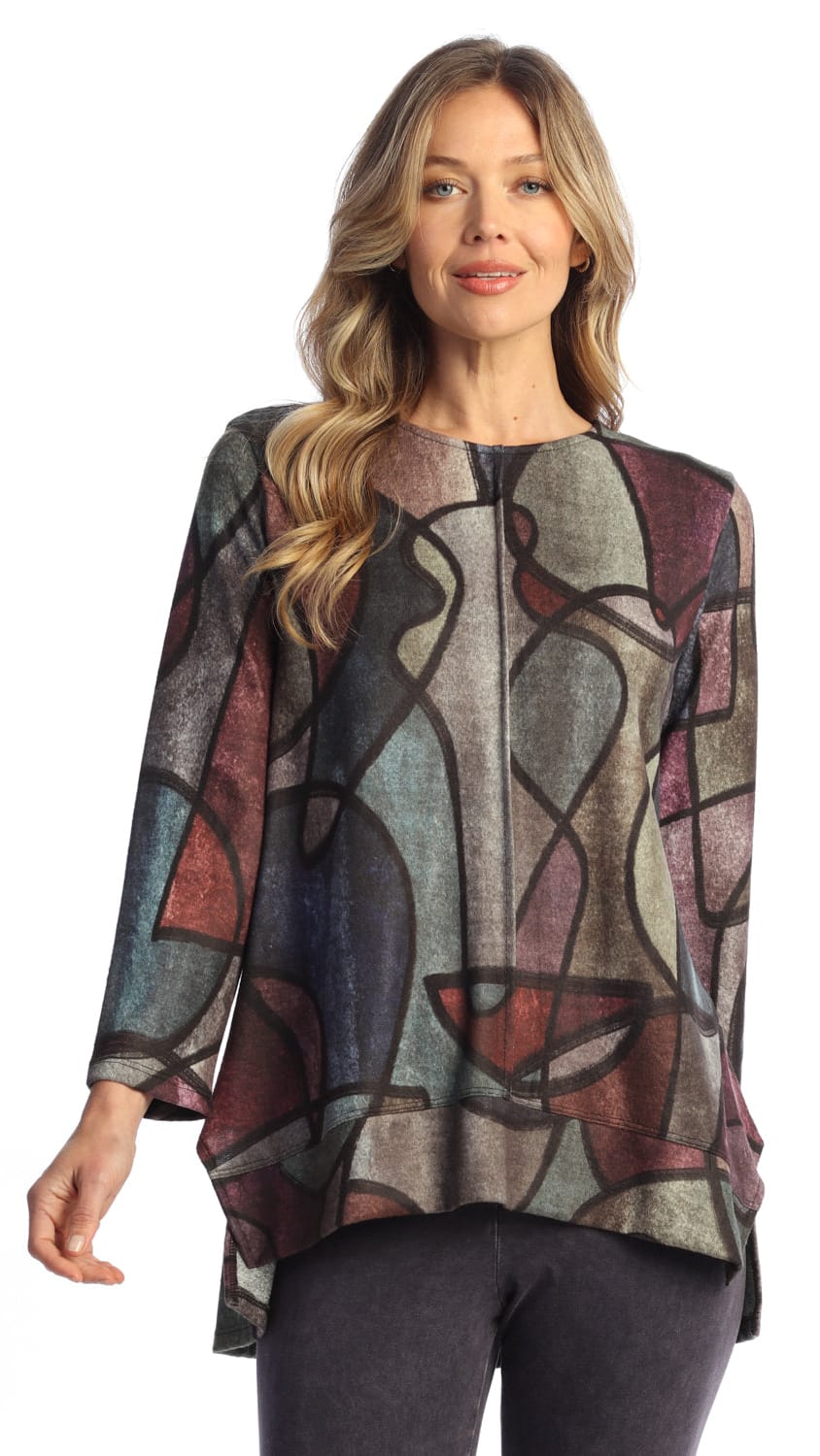 Jess & Jane French Brushed Side Slit Top