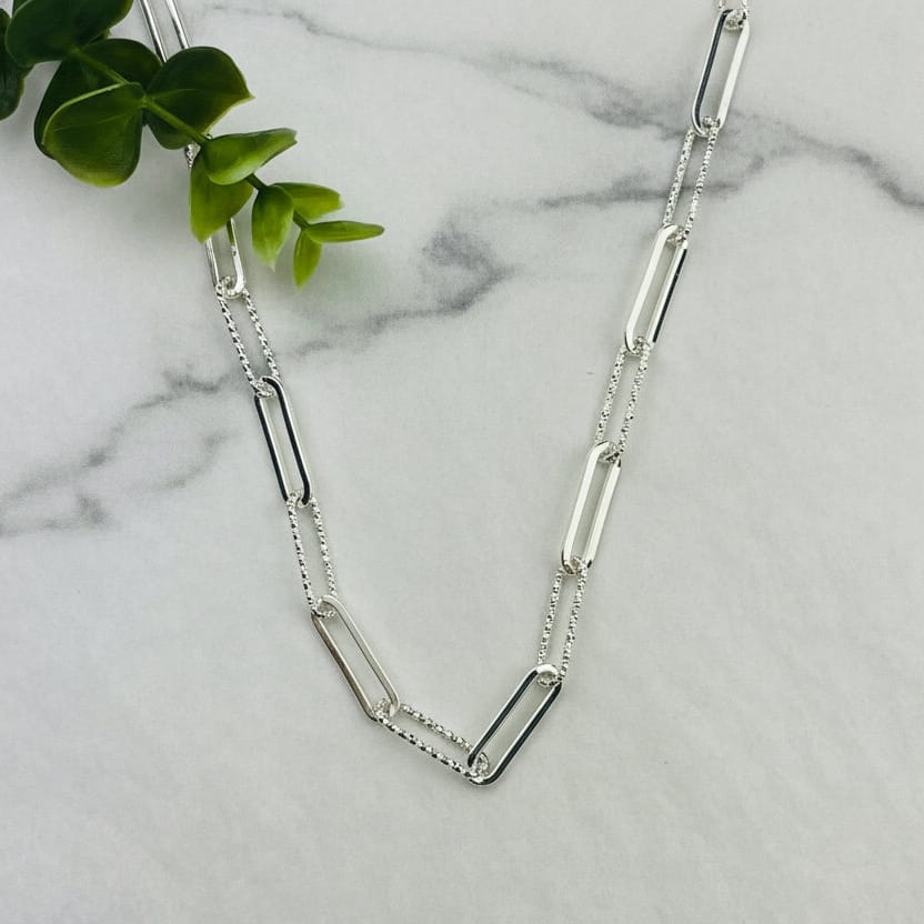 Mixed Metal Paperclip Necklace - Multiple Metals