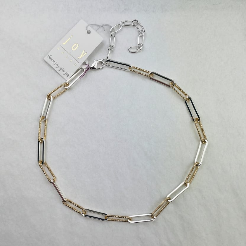 Mixed Metal Paperclip Necklace - Multiple Metals