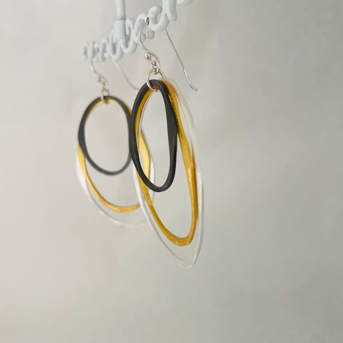 L.E. Leonard 3 Tone Oval Hoop Earrings