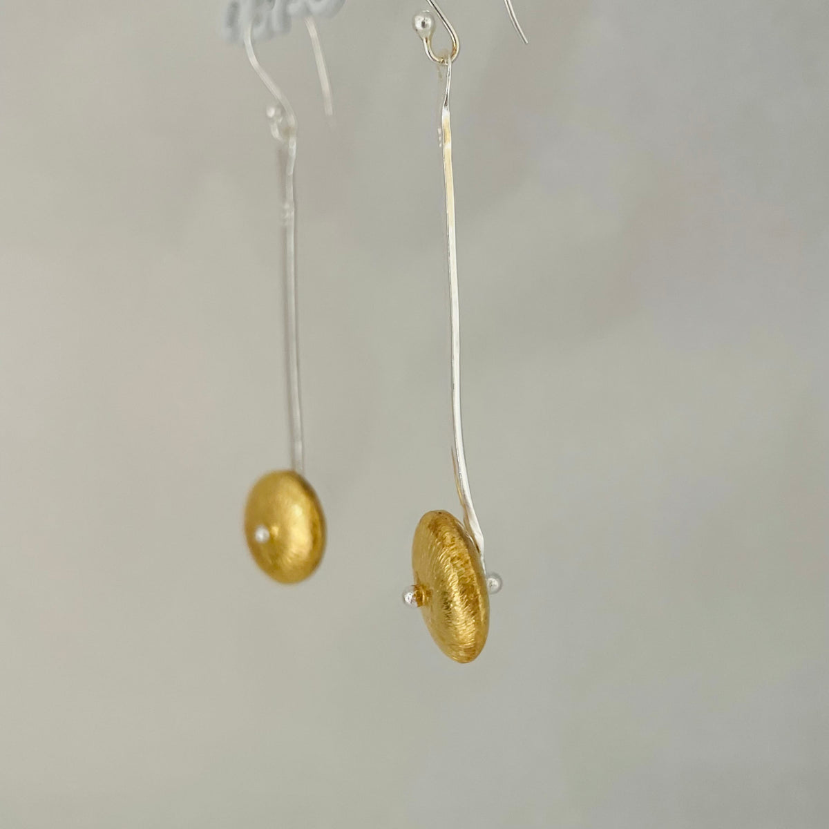 L.E. Leonard Sterling Silver Long Drop Two Tone Earring