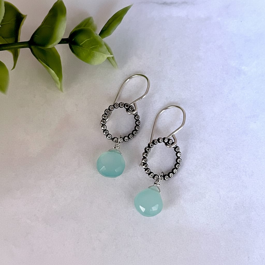 Laura J Designs Oxidized Circle Earrings - Multiple Stones