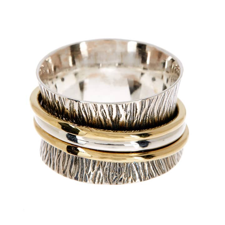 Zoey Simmons Textured Bali Style Spinner Ring