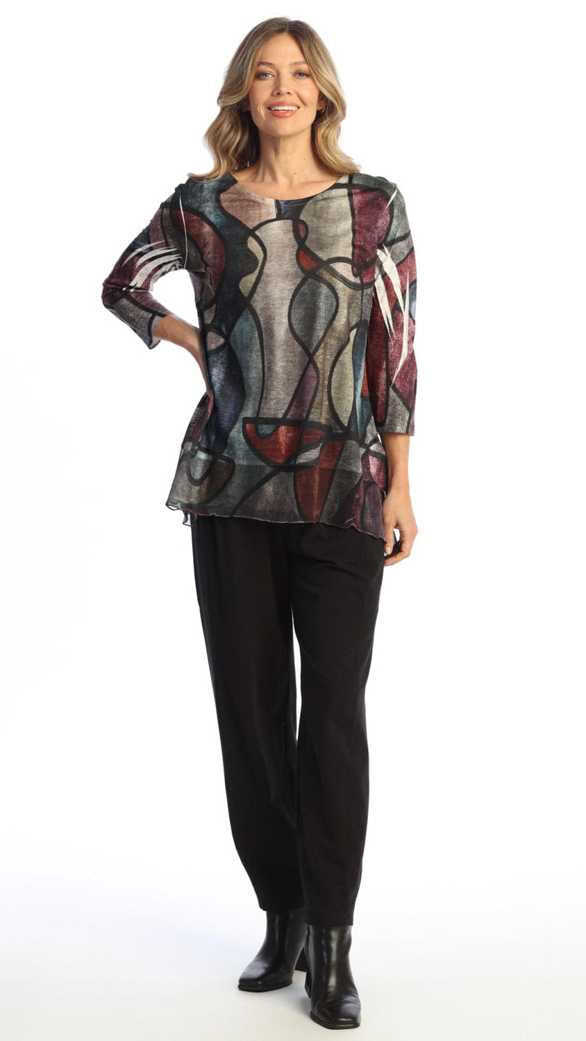 Jess & Jane Burnout Chiffon Contrast Tunic
