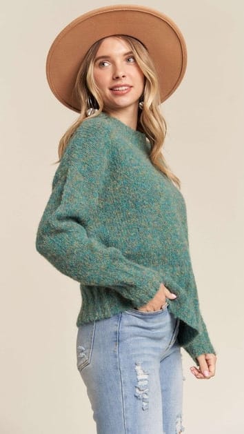 Heathered Crew Neck Knit Sweater