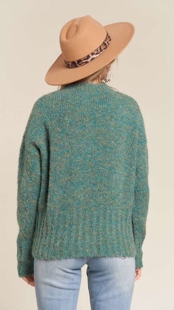 Heathered Crew Neck Knit Sweater