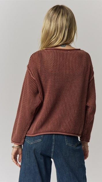 Rolled Hem Textured Knit Sweater - Multiple Colors