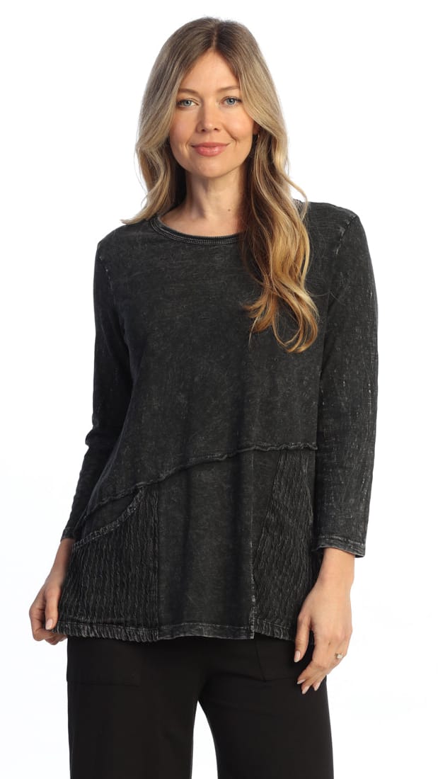Jess & Jane Mineral Wash Tunic Top with Patch Pockets