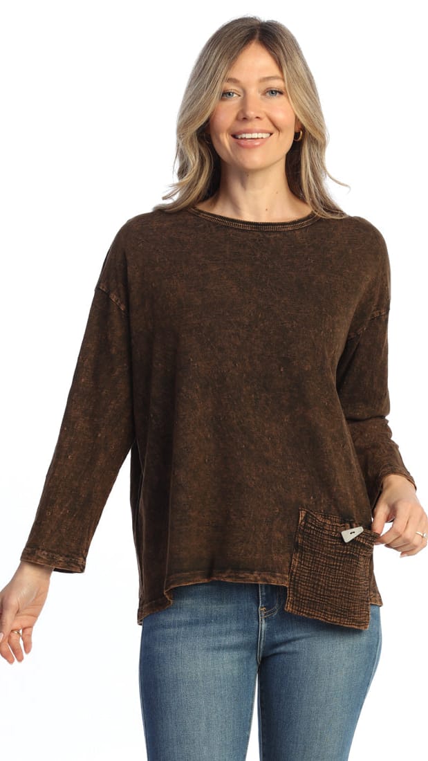 Jess & Jane Mineral Wash Tunic with Patch Pocket - Multiple Colors