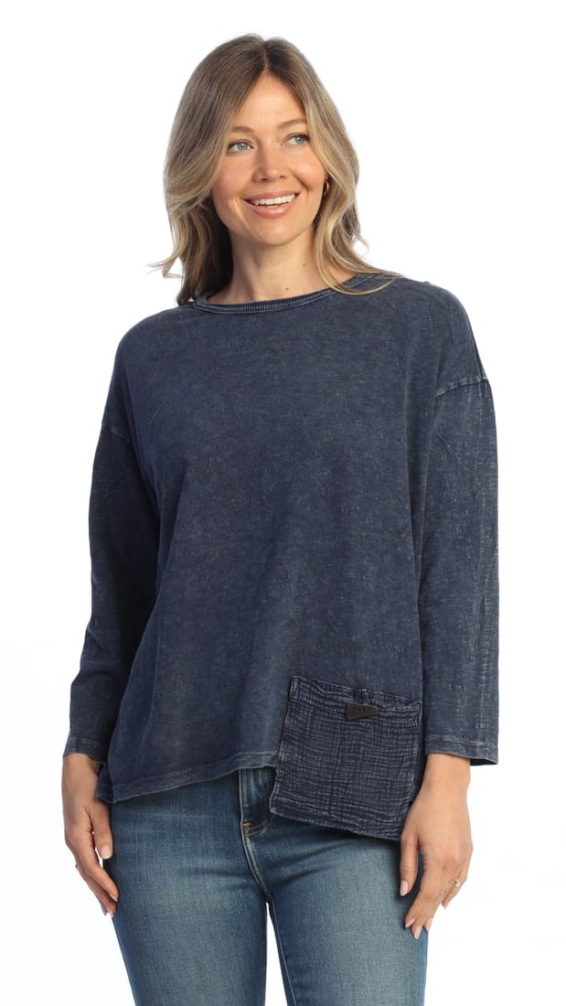 Jess & Jane Mineral Wash Tunic with Patch Pocket - Multiple Colors