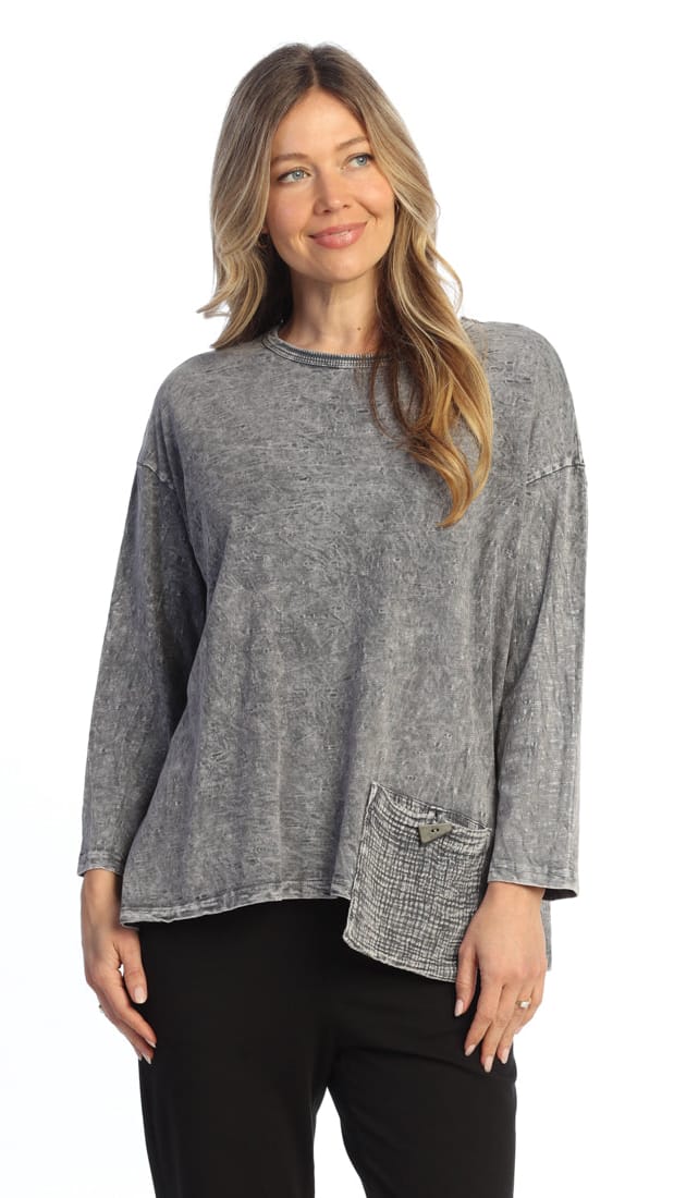 Jess & Jane Mineral Wash Tunic with Patch Pocket - Multiple Colors