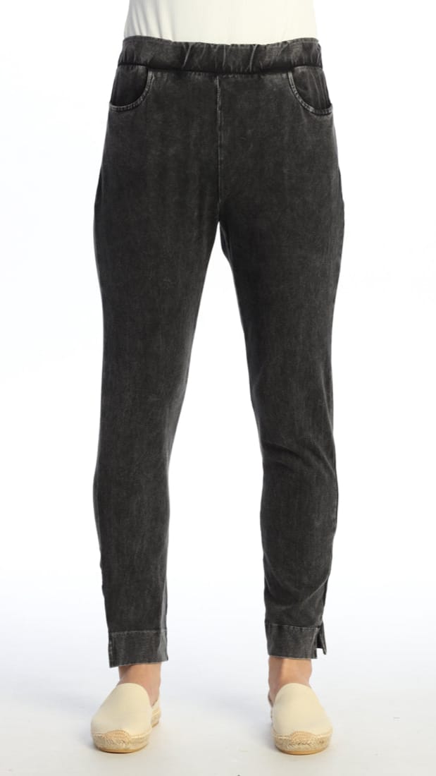 Jess & Jane Mineral Wash Slim Split Ankle Pant - Multiple Colors