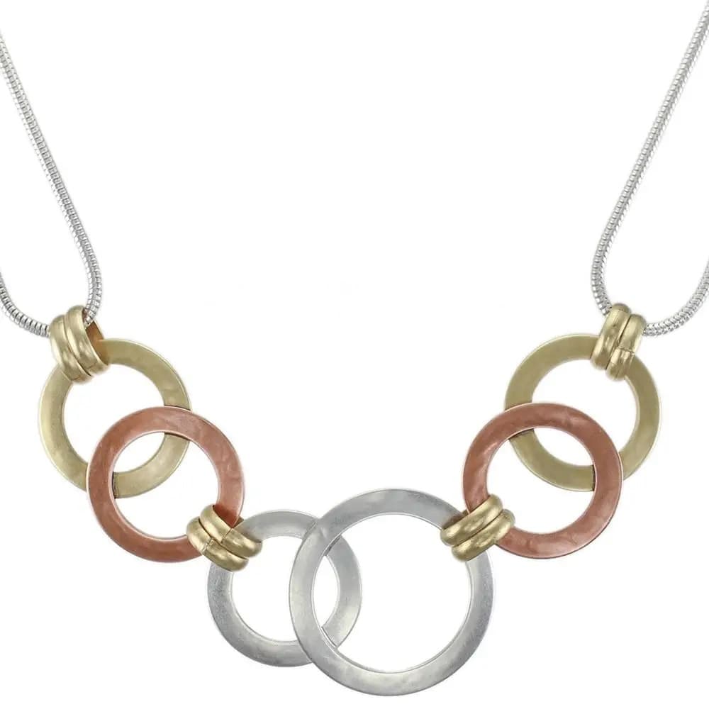 Marjorie Baer Linked Rings On Double Loops of Snake Chain Necklace - N9836T