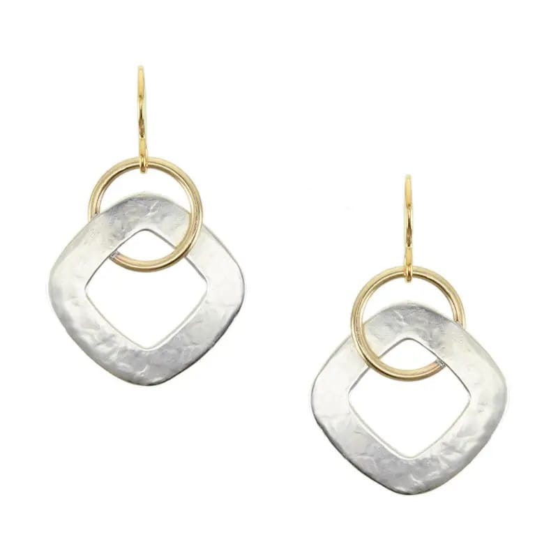 Marjorie Baer Medium Cutout Square with Interlocking Ring Wire Earrings - E1252DW