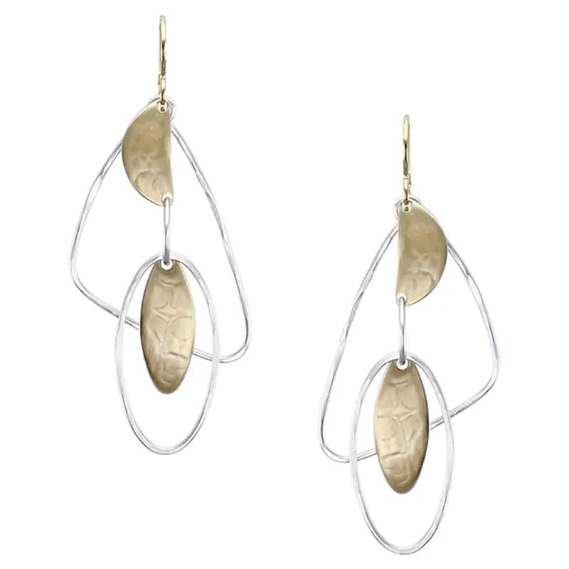 Marjorie Baer Oval and Semi-Circle with Oval and Triangle Rings Earrings - E9205DW