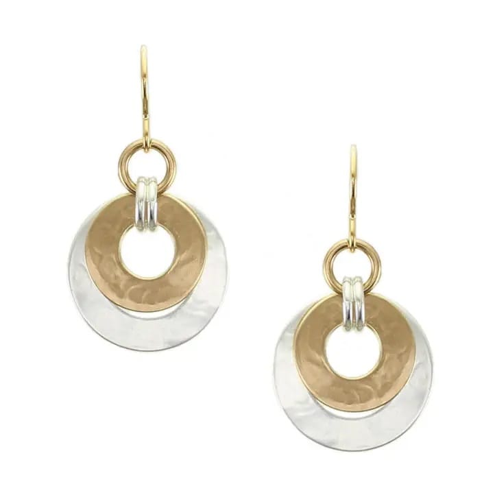 Marjorie Baer Small Layered Double Linked Rings Wire Earrings - E1137DW