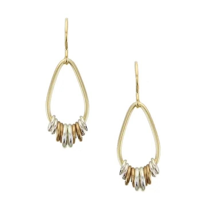 Marjorie Baer Small Teardrop with Accent Rings Wire Earrings - E1080DW
