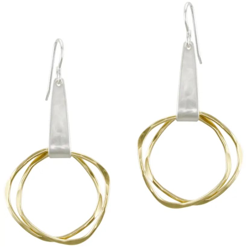 Marjorie Baer Triangular Loop with Hammered Rings Earrings - E5720DW