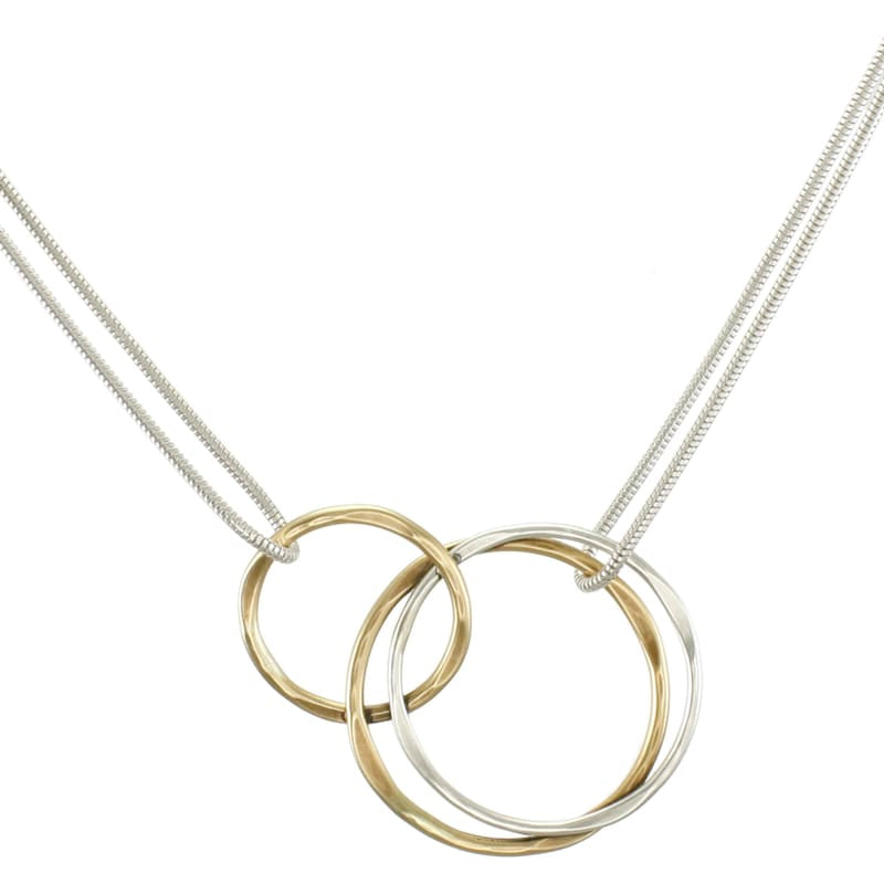 Marjorie Baer Interlocking Hammered Rings Necklace - N8105D