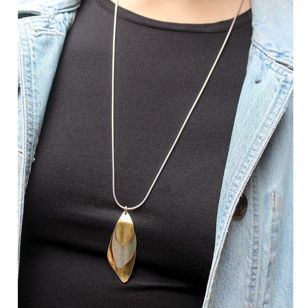 Marjorie Baer Layered Organic Leaves Long Necklace - N0764D