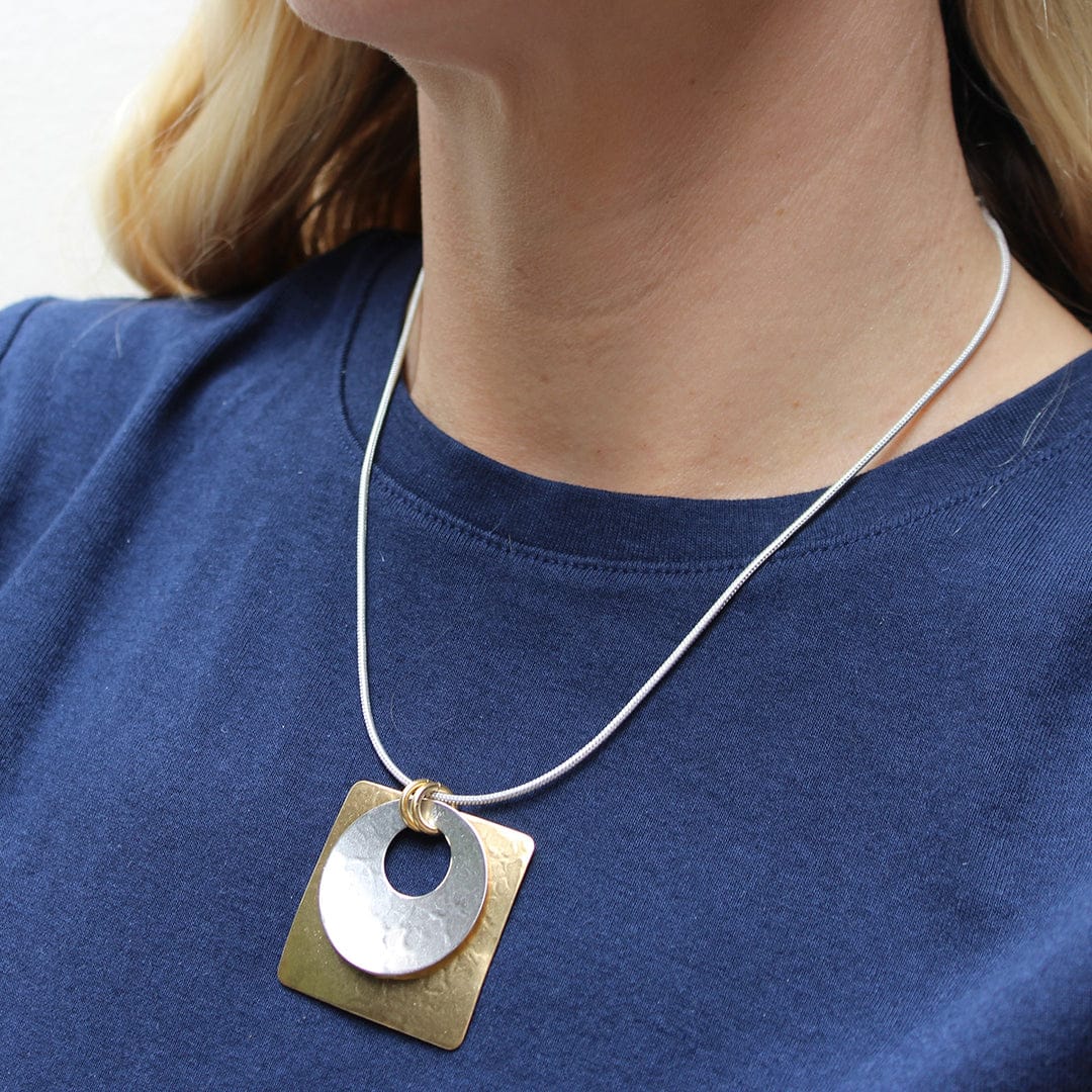 Marjorie Baer Cutout Disc with Square Necklace - N1592D