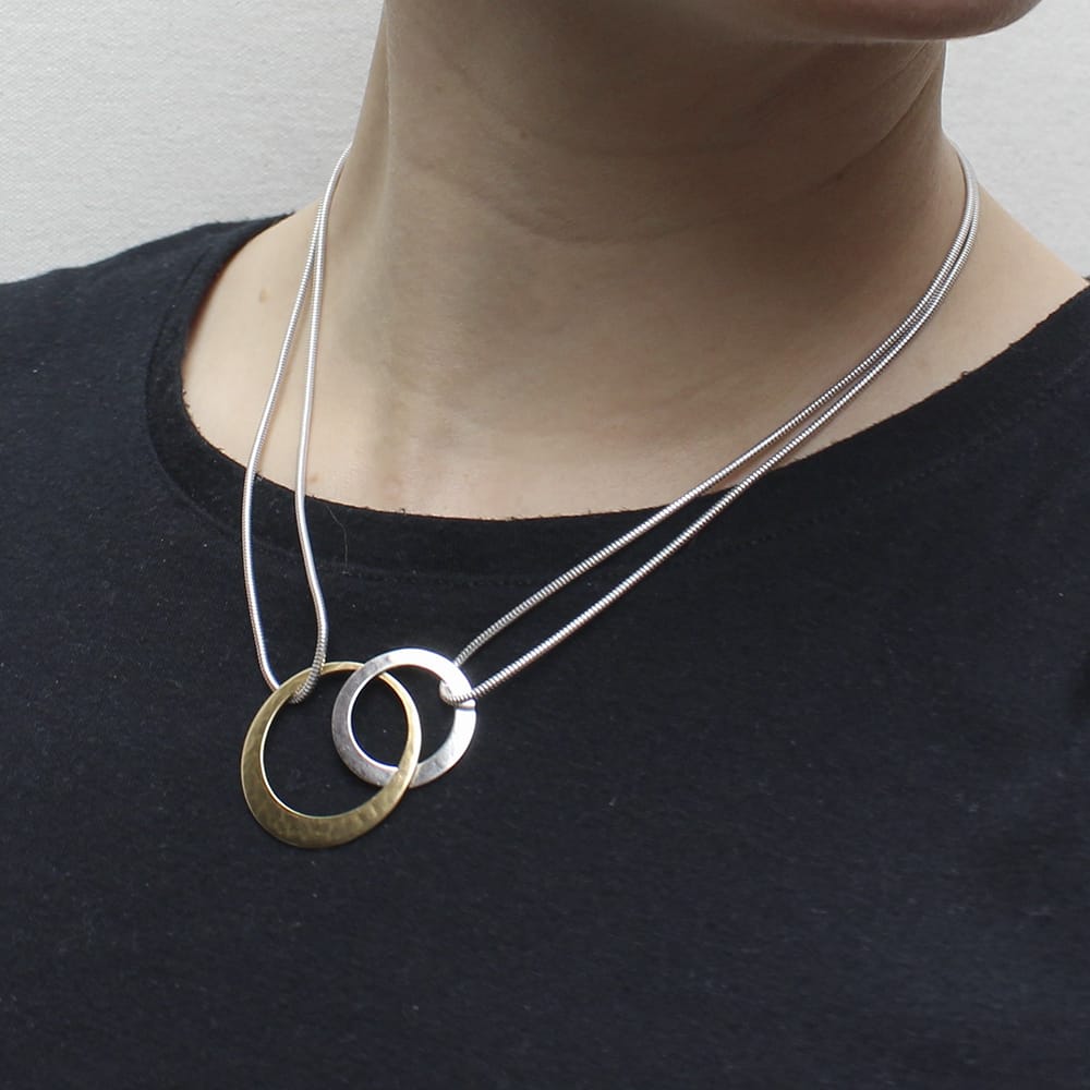 Marjorie Baer Interlocking Rings with Doubled Snake Chain Necklace - N9982D