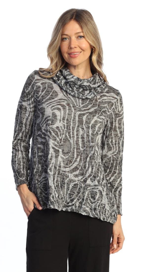 Jess & Jane Crushed Cowl Neck Top - Multiple Patterns