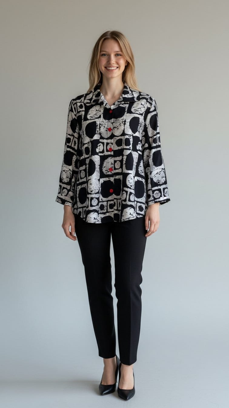 Shana Apparel 3 Button Back Pleat Blouse