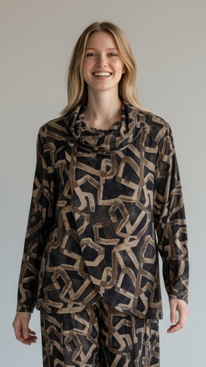 Shana Apparel Button Cowl Crop Jacket - Multiple Prints