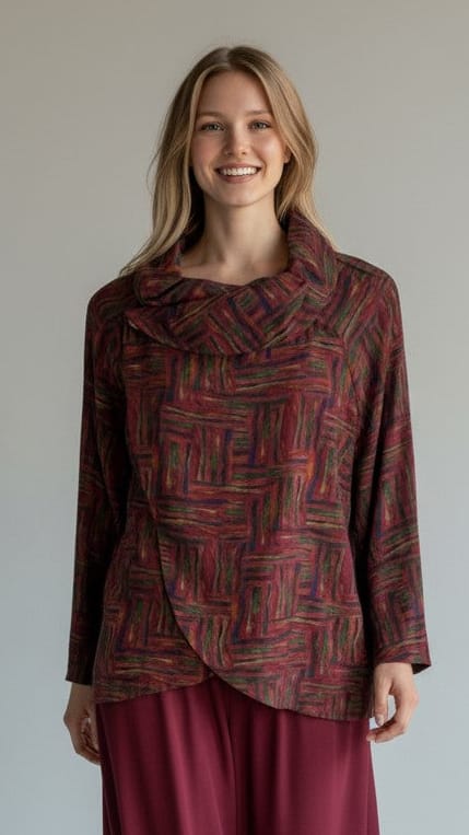 Shana Apparel Button Cowl Crop Jacket - Multiple Prints