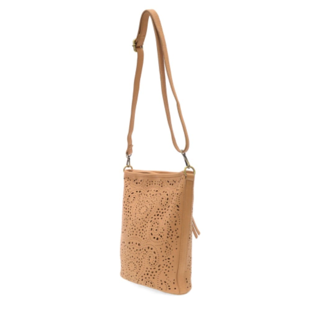 Joy Susan Vegan Leather Lazer Cut Eyelet Bucket Crossbody - Multiple Colors
