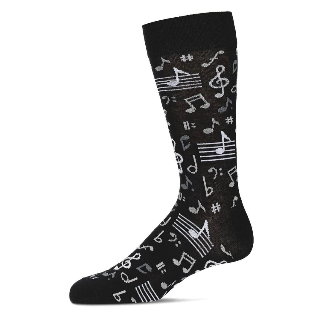 MeMoi Men's Musical Note Pattern Crew Socks