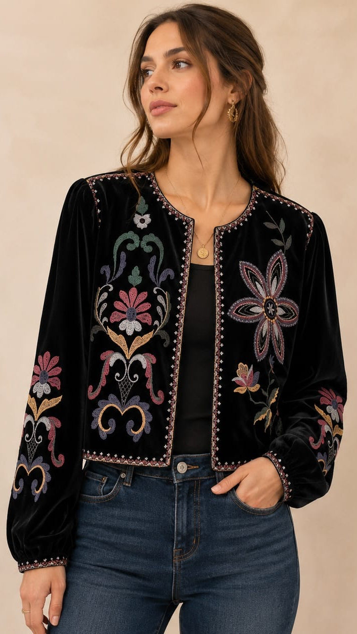 Vintage Floral Embroidered Jacket