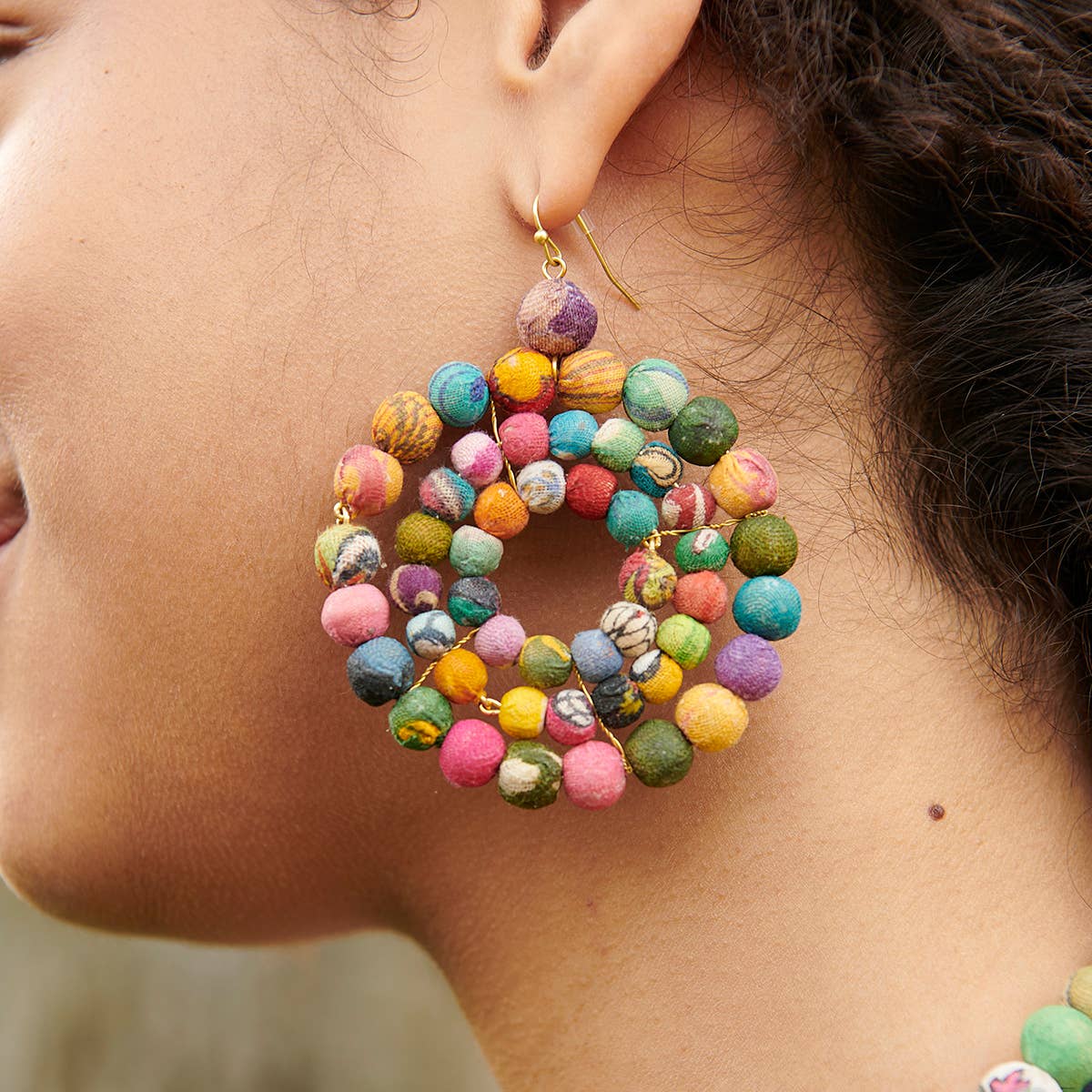 World Finds Concentric Kantha Earrings