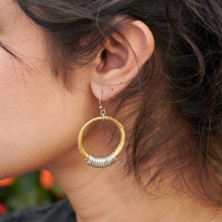 World Finds Dangle Circle Hoop Earring - Multiple Colors