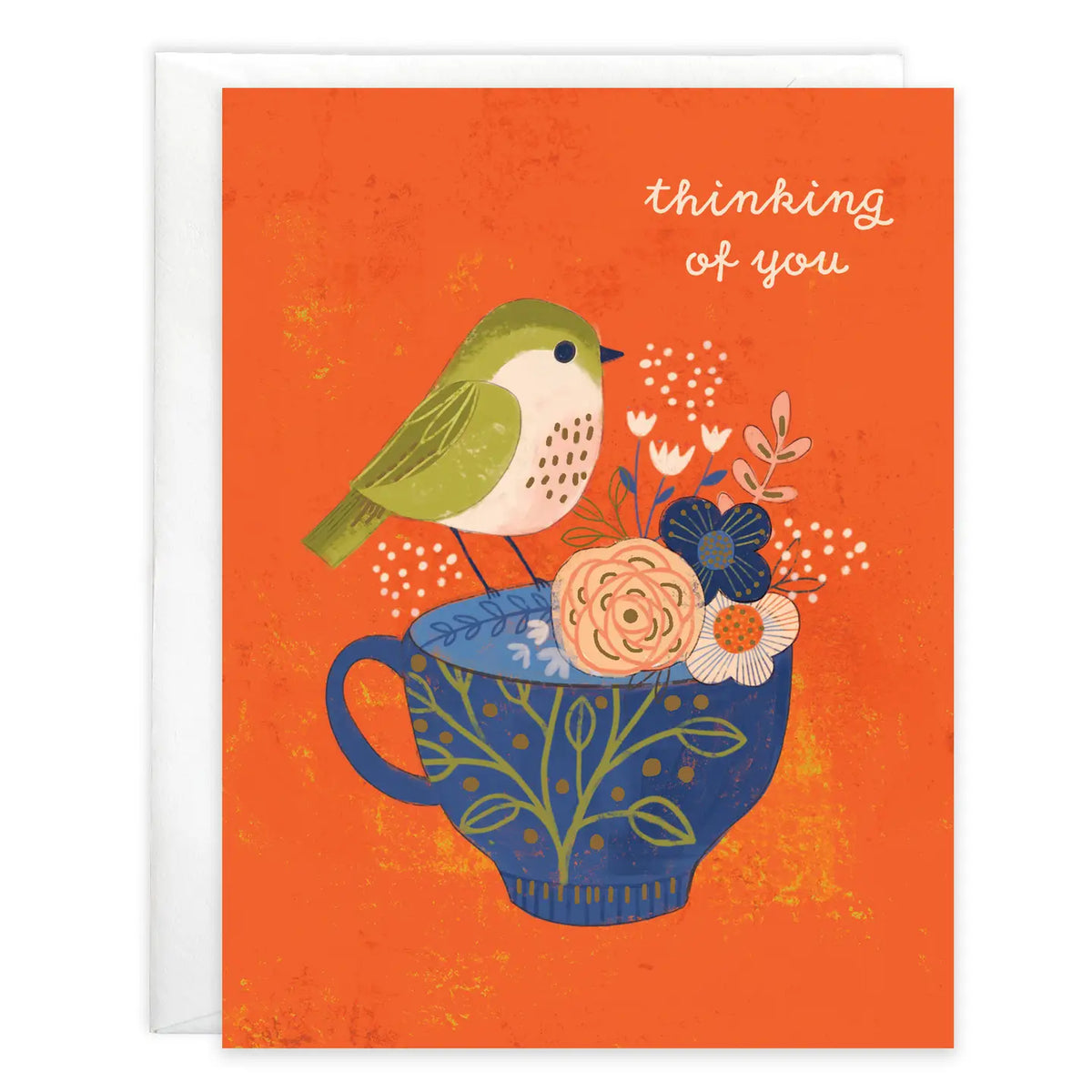 Bird On Tea Cup Thinking of You Greeting Card