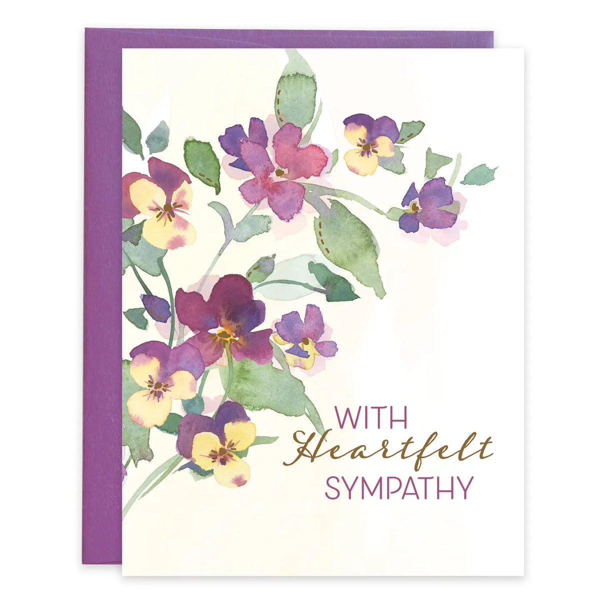 Purple Pansies Sympathy Greeting Card