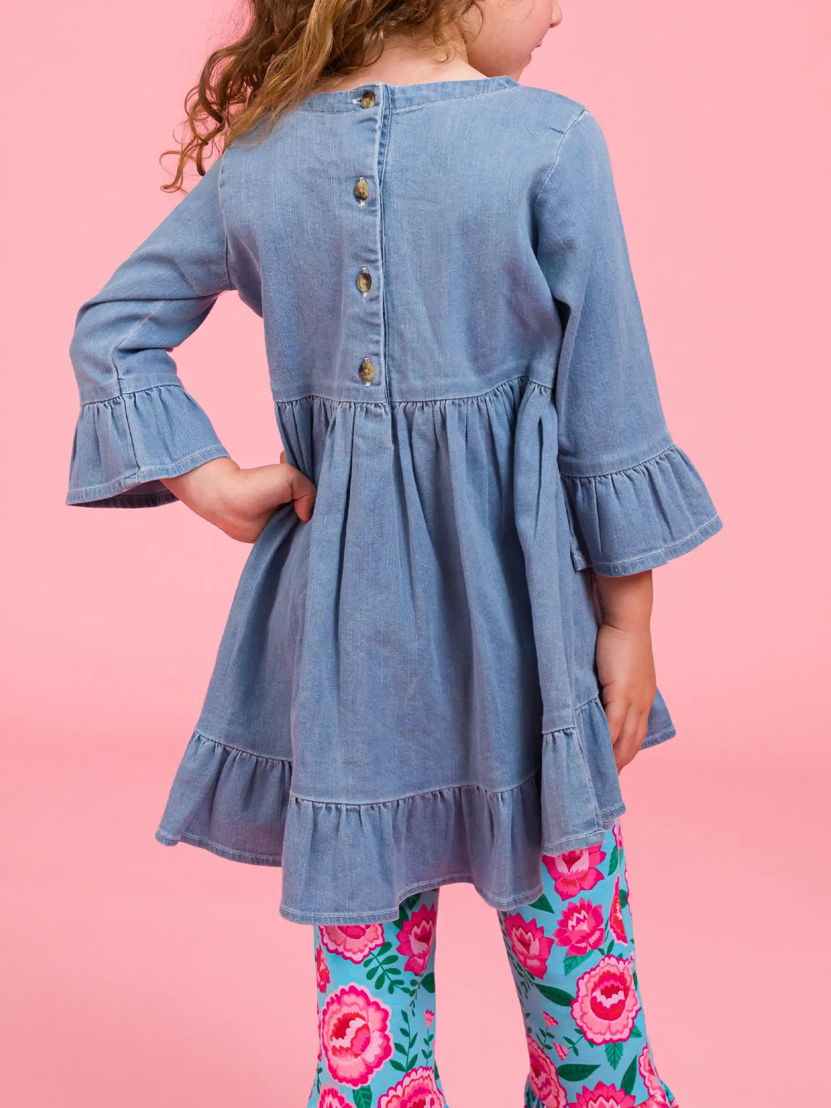 RuffleButts Denim Ruffle Tunic