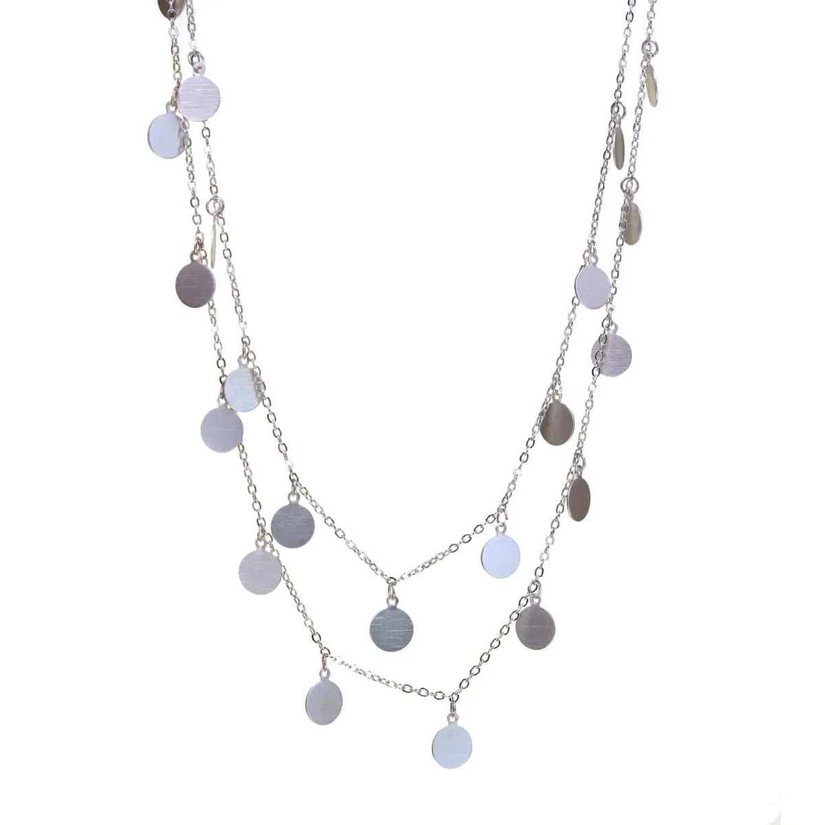 Kole Design Double Layer Disc Necklace - Multiple Colors