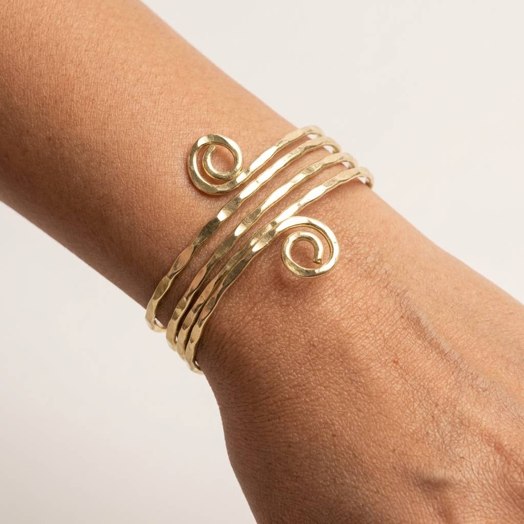 Anju Jewelry Gold Small Spirals Adjustable Cuff Bracelet