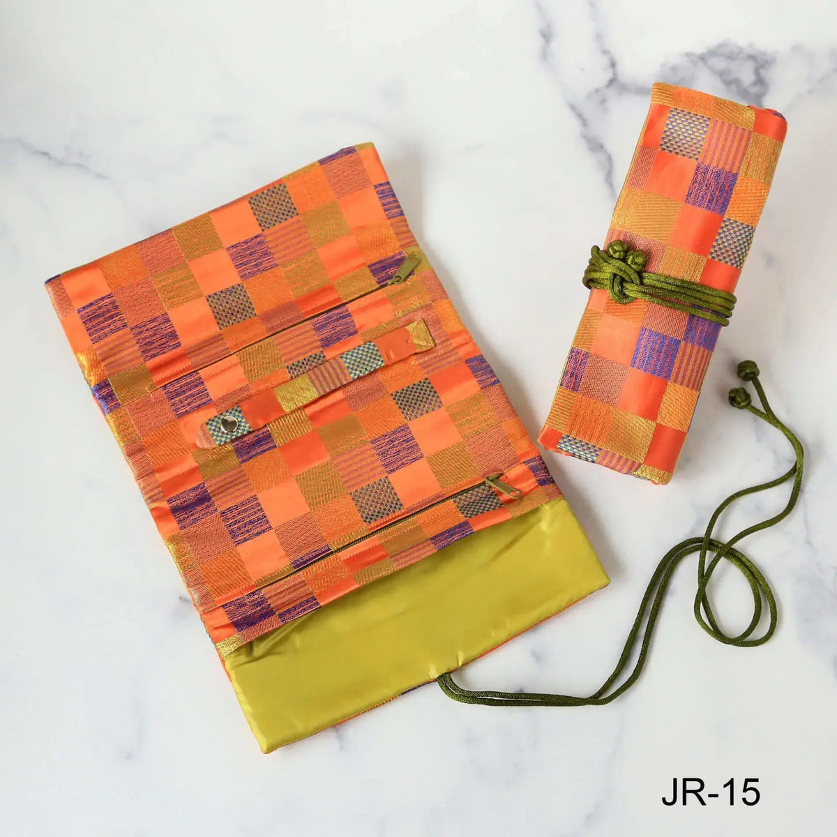 Silk Brocade Travel Jewelry Roll - Multiple Patterns